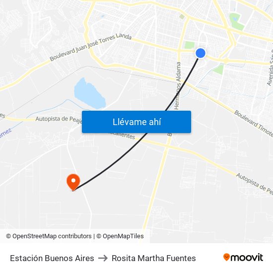 Estación Buenos Aires to Rosita Martha Fuentes map