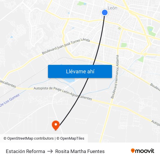 Estación Reforma to Rosita Martha Fuentes map