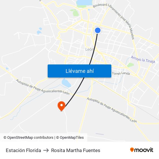Estación Florida to Rosita Martha Fuentes map