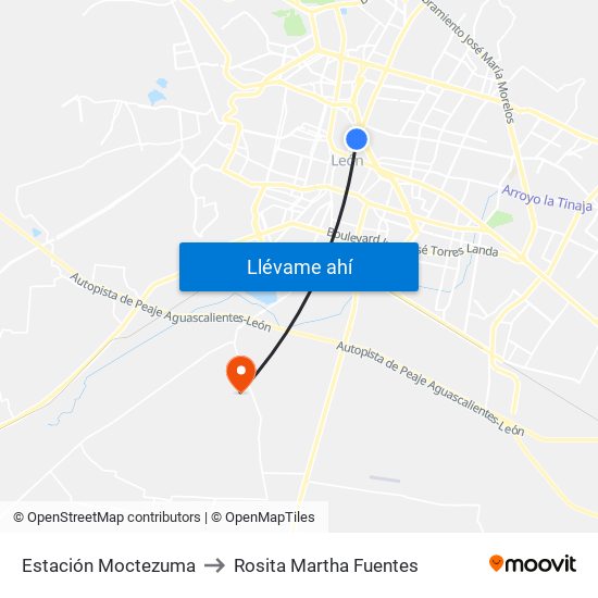 Estación Moctezuma to Rosita Martha Fuentes map