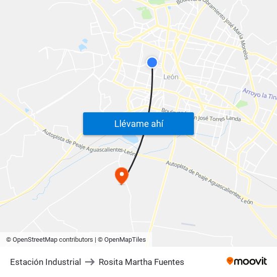 Estación Industrial to Rosita Martha Fuentes map