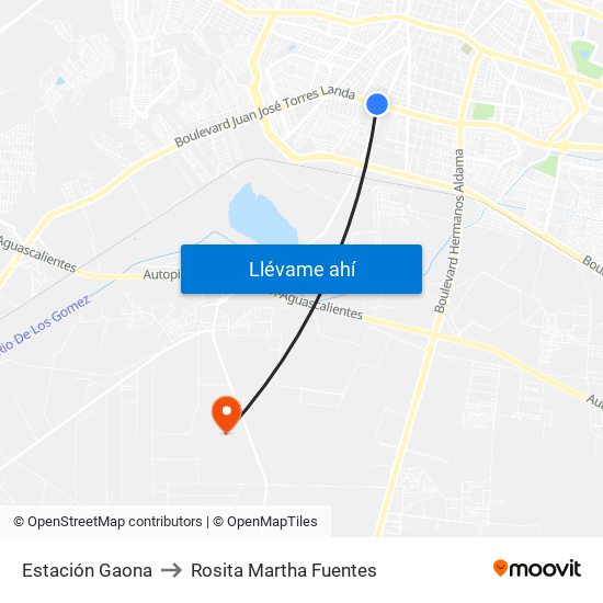 Estación Gaona to Rosita Martha Fuentes map