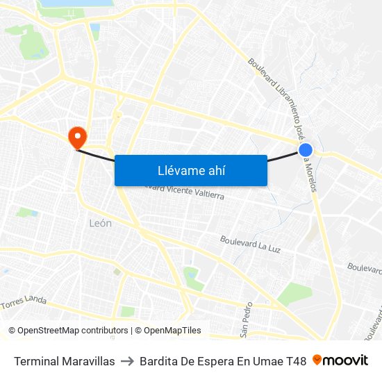 Terminal Maravillas to Bardita De Espera En Umae T48 map