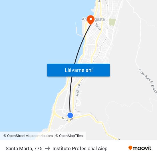 Santa Marta, 775 to Instituto Profesional Aiep map