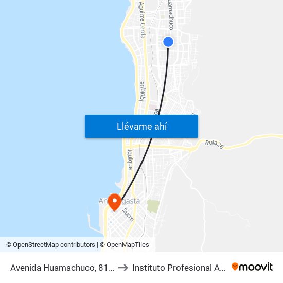 Avenida Huamachuco, 8141 to Instituto Profesional Aiep map