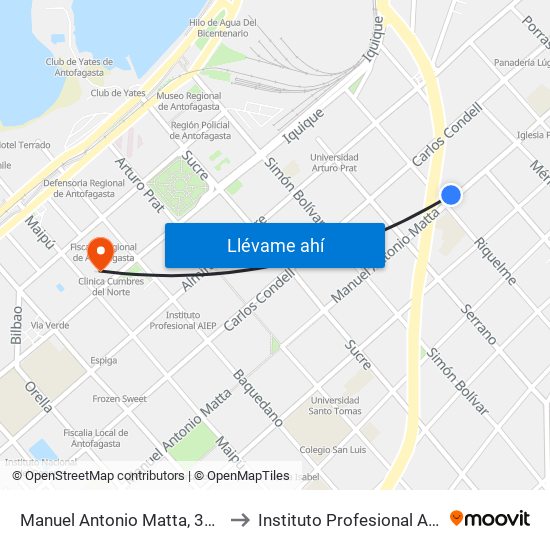 Manuel Antonio Matta, 3011 to Instituto Profesional Aiep map