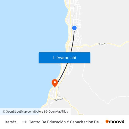 Irarrázaval, 421 to Centro De Educación Y Capacitación De La Universidad Católica Del Norte map