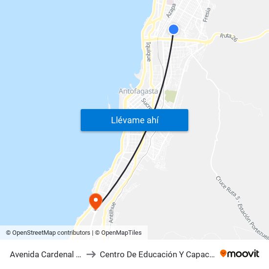 Avenida Cardenal Carlos Oviedo Cavada, 5194 to Centro De Educación Y Capacitación De La Universidad Católica Del Norte map