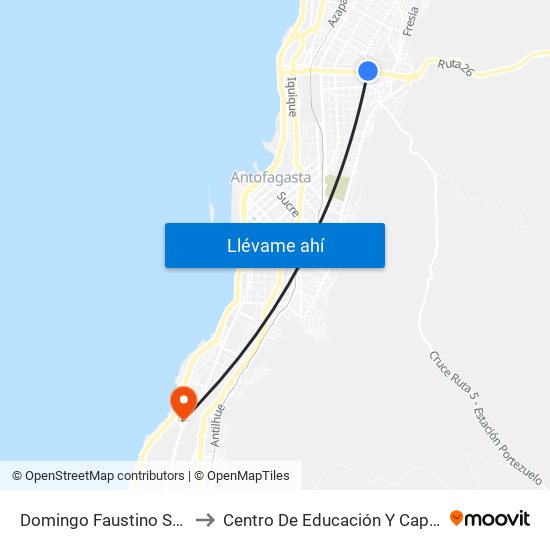 Domingo Faustino Sarmiento / Avenida Salvador Allende to Centro De Educación Y Capacitación De La Universidad Católica Del Norte map