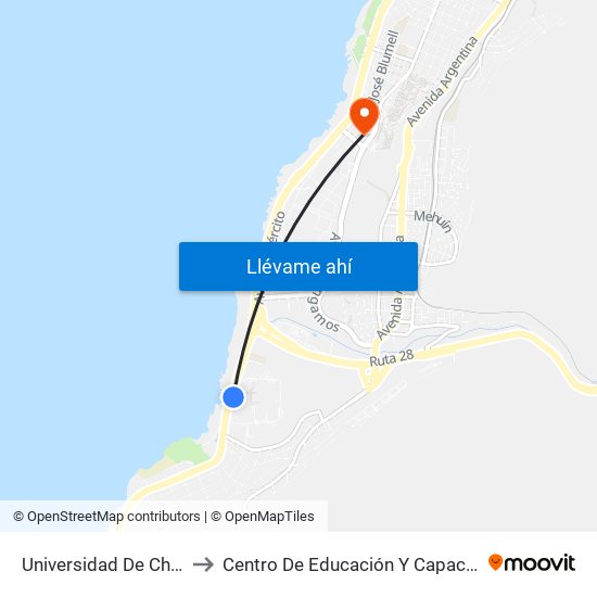 Universidad De Chile / Acceso Campus Coloso to Centro De Educación Y Capacitación De La Universidad Católica Del Norte map