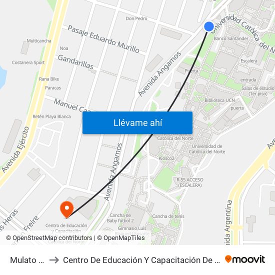 Mulato Gil, 0731 to Centro De Educación Y Capacitación De La Universidad Católica Del Norte map