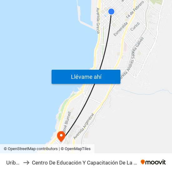 Uribe, 577 to Centro De Educación Y Capacitación De La Universidad Católica Del Norte map