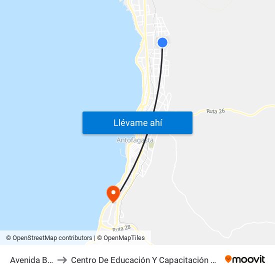 Avenida Bonilla, 9184 to Centro De Educación Y Capacitación De La Universidad Católica Del Norte map