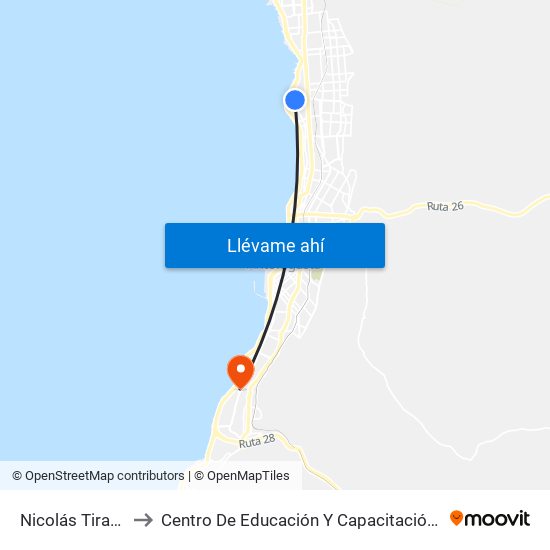 Nicolás Tirado / Parquemar to Centro De Educación Y Capacitación De La Universidad Católica Del Norte map