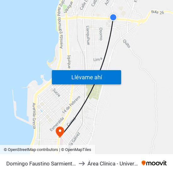 Domingo Faustino Sarmiento / Avenida Salvador Allende to Área Clínica - Universidad De Antofagasta map