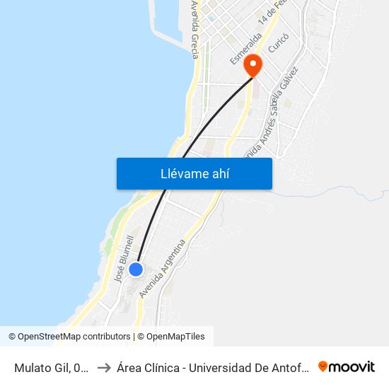 Mulato Gil, 0731 to Área Clínica - Universidad De Antofagasta map