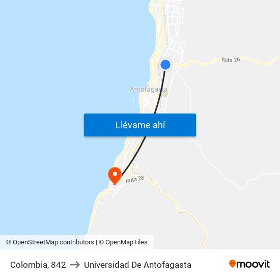Colombia, 842 to Universidad De Antofagasta map