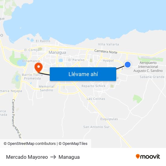 Mercado Mayoreo to Managua map