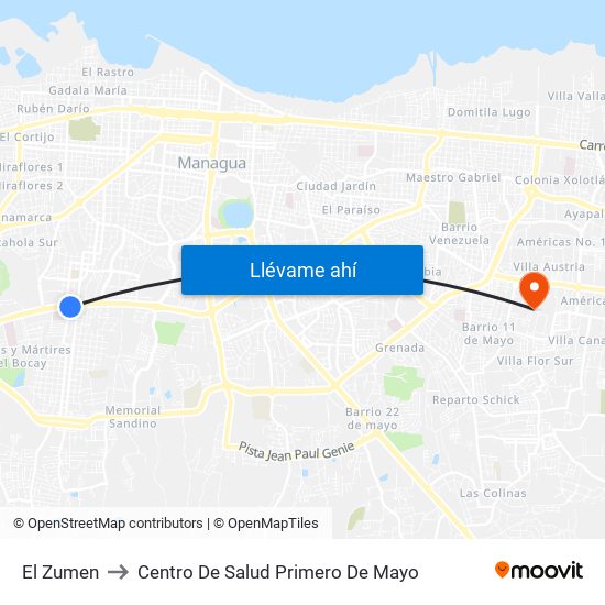El Zumen to Centro De Salud Primero De Mayo map