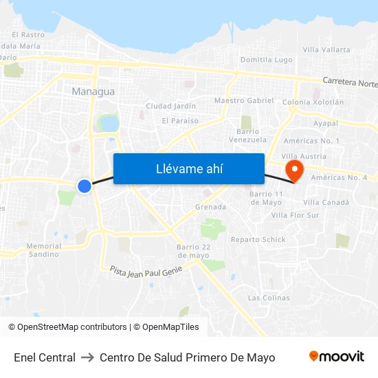 Enel Central to Centro De Salud Primero De Mayo map