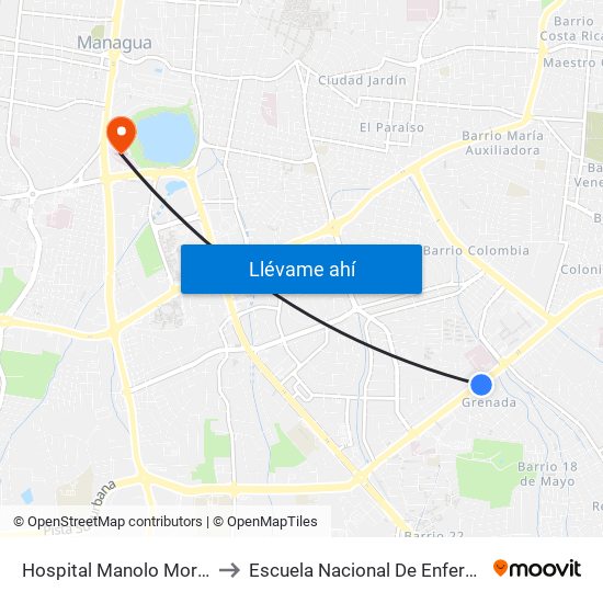 Hospital Manolo Morales to Escuela Nacional De Enfermería map