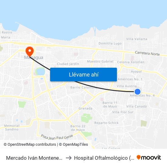 Mercado Iván Montenegro Sur to Hospital Oftalmológico (Cenao) map