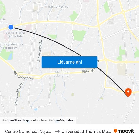 Centro Comercial Nejapa to Universidad Thomas More map