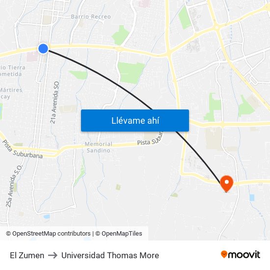 El Zumen to Universidad Thomas More map