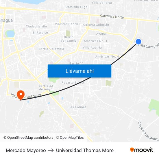 Mercado Mayoreo to Universidad Thomas More map