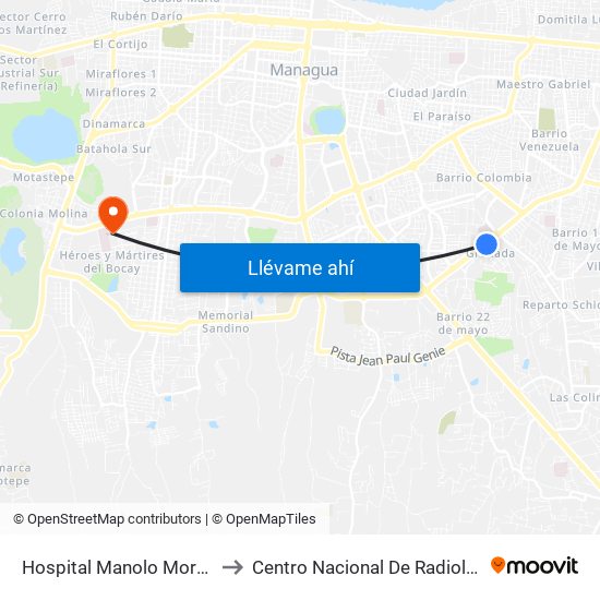 Hospital Manolo Morales to Centro Nacional De Radiologia map