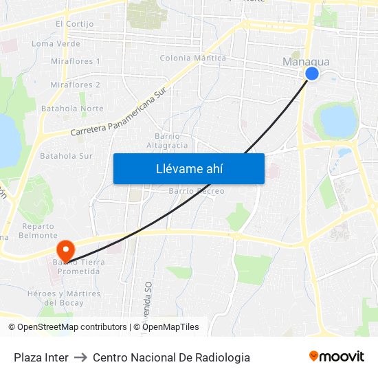 Plaza Inter to Centro Nacional De Radiologia map
