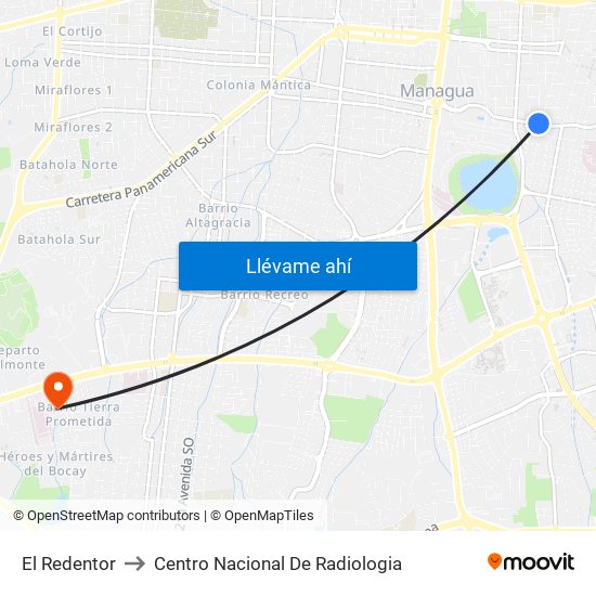 El Redentor to Centro Nacional De Radiologia map