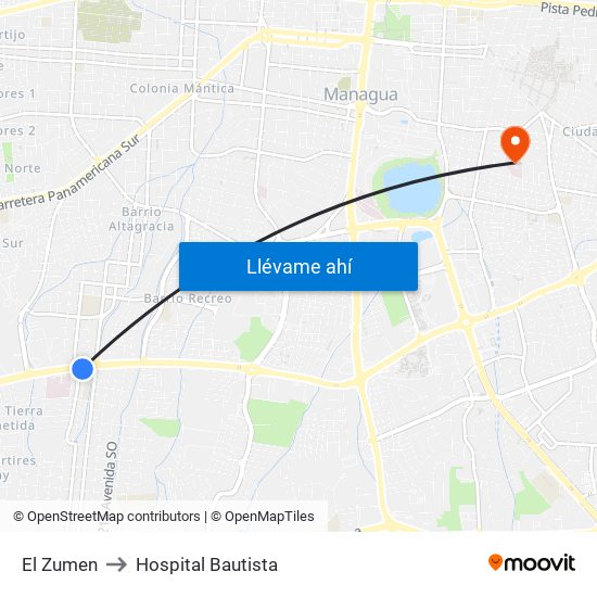 El Zumen to Hospital Bautista map