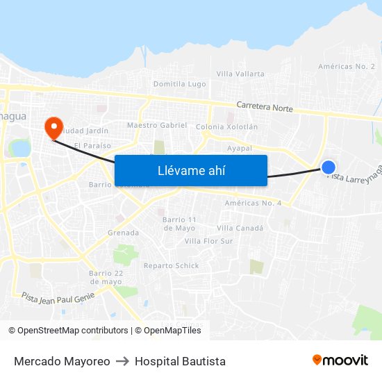 Mercado Mayoreo to Hospital Bautista map