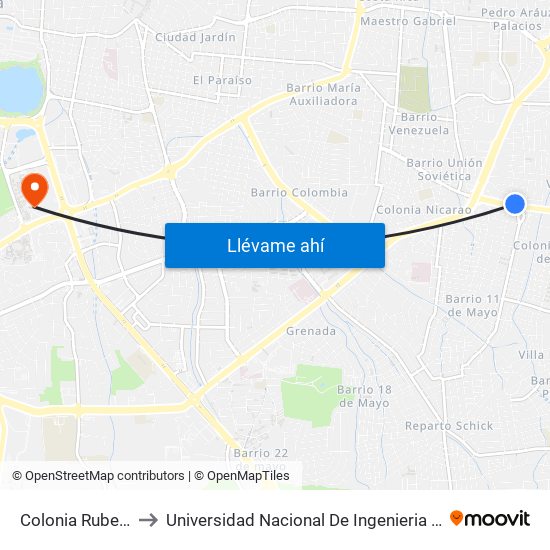 Colonia Rubenia to Universidad Nacional De Ingenieria (Uni) map