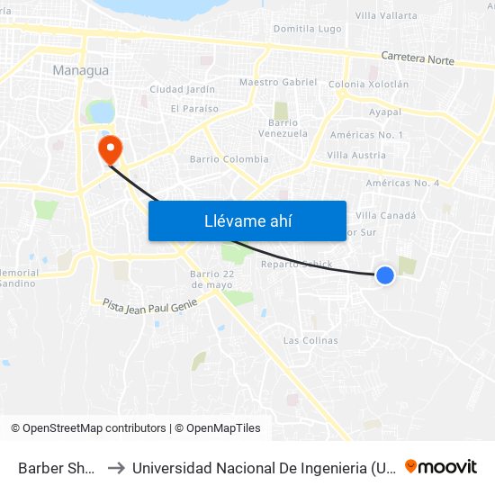 Barber Shop to Universidad Nacional De Ingenieria (Uni) map