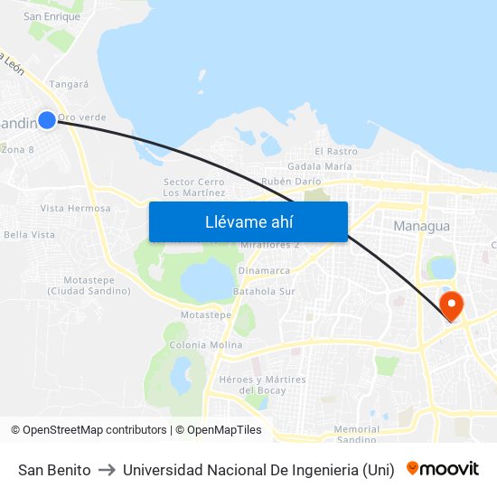 San Benito to Universidad Nacional De Ingenieria (Uni) map