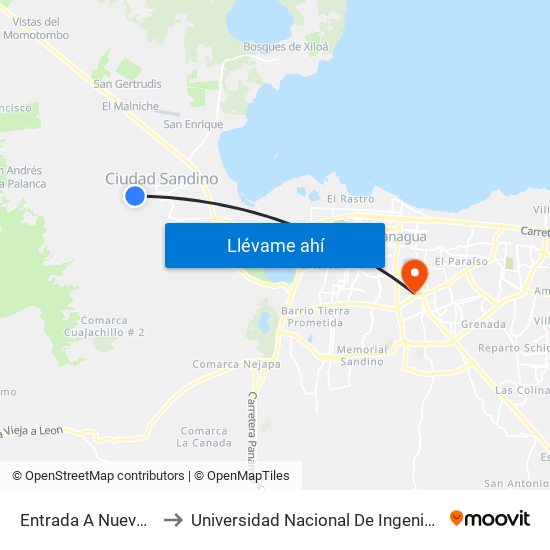 Entrada A Nueva Vida to Universidad Nacional De Ingenieria (Uni) map