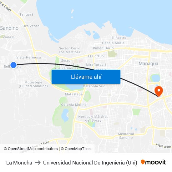 La Moncha to Universidad Nacional De Ingenieria (Uni) map