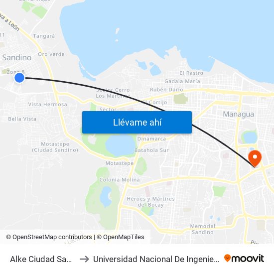 Alke Ciudad Sandino to Universidad Nacional De Ingenieria (Uni) map