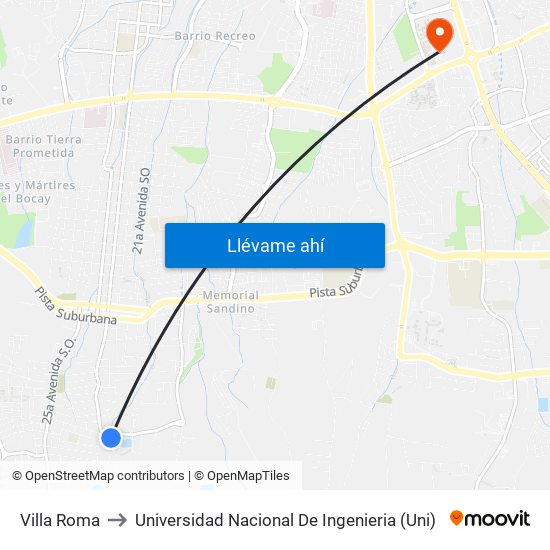 Villa Roma to Universidad Nacional De Ingenieria (Uni) map