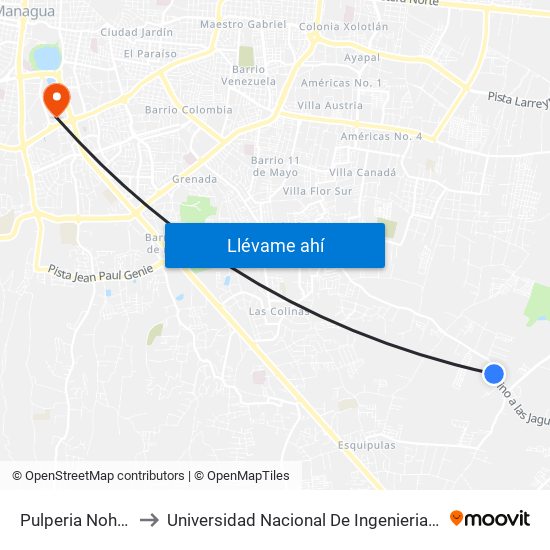 Pulperia Nohelia to Universidad Nacional De Ingenieria (Uni) map