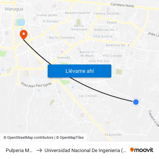 Pulperia Mery to Universidad Nacional De Ingenieria (Uni) map