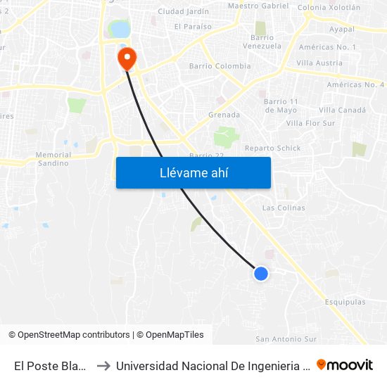 El Poste Blanco to Universidad Nacional De Ingenieria (Uni) map