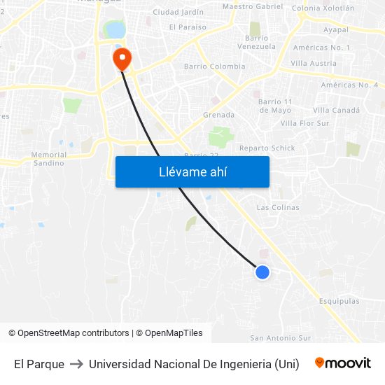 El Parque to Universidad Nacional De Ingenieria (Uni) map