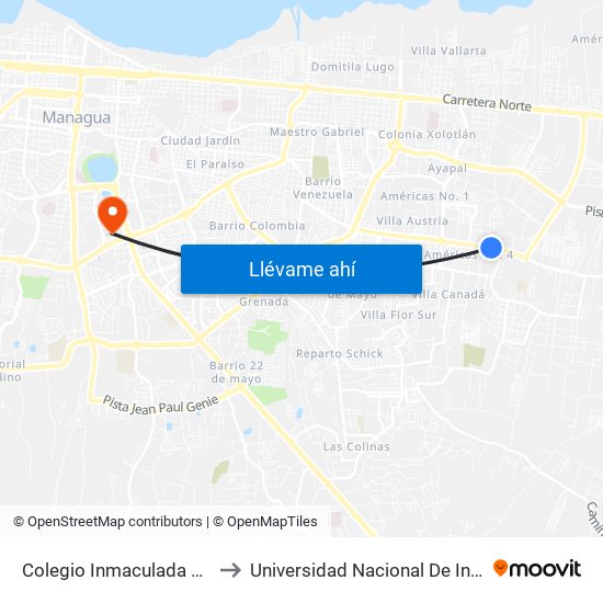Colegio Inmaculada Concepcion to Universidad Nacional De Ingenieria (Uni) map