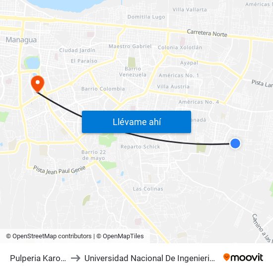 Pulperia Karolina to Universidad Nacional De Ingenieria (Uni) map