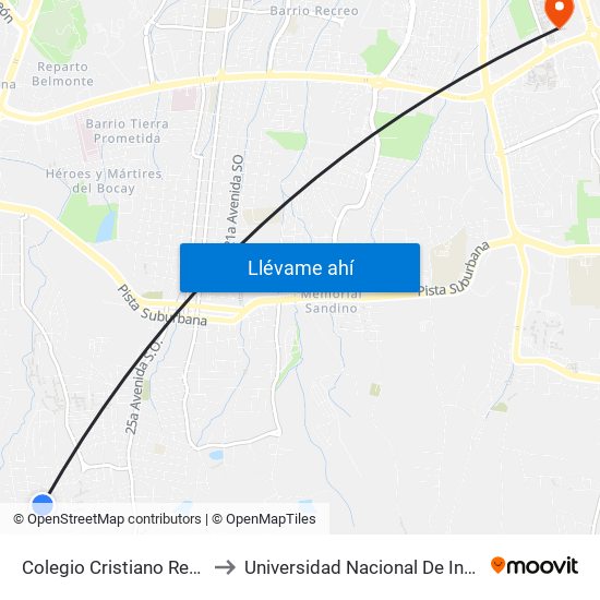 Colegio Cristiano Restauración to Universidad Nacional De Ingenieria (Uni) map