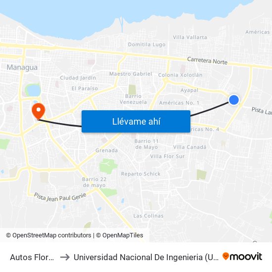 Autos Flores to Universidad Nacional De Ingenieria (Uni) map