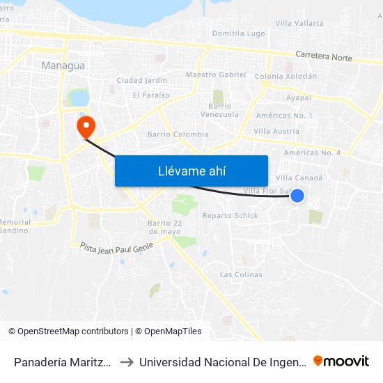 Panadería Maritza Lucía to Universidad Nacional De Ingenieria (Uni) map